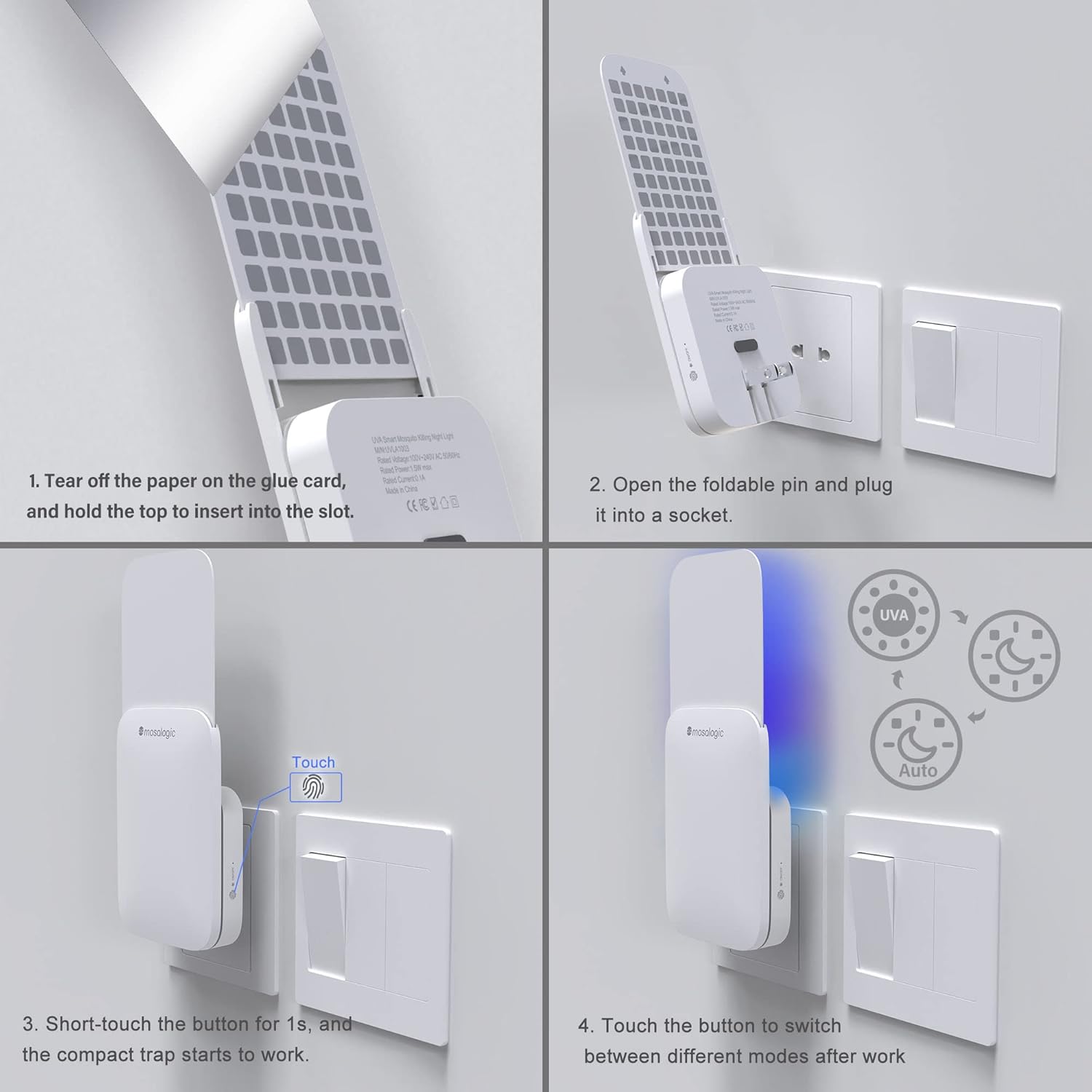 Mosalogic Fruit Fly Traps for Indoors Gnat Trap for House Indoor- 600 Sqft Protection Area UV Fly Insect Trapper for Fruit Flies，Gnat，Mosquito，and Other Flying Insect Plug in Bug Killer White