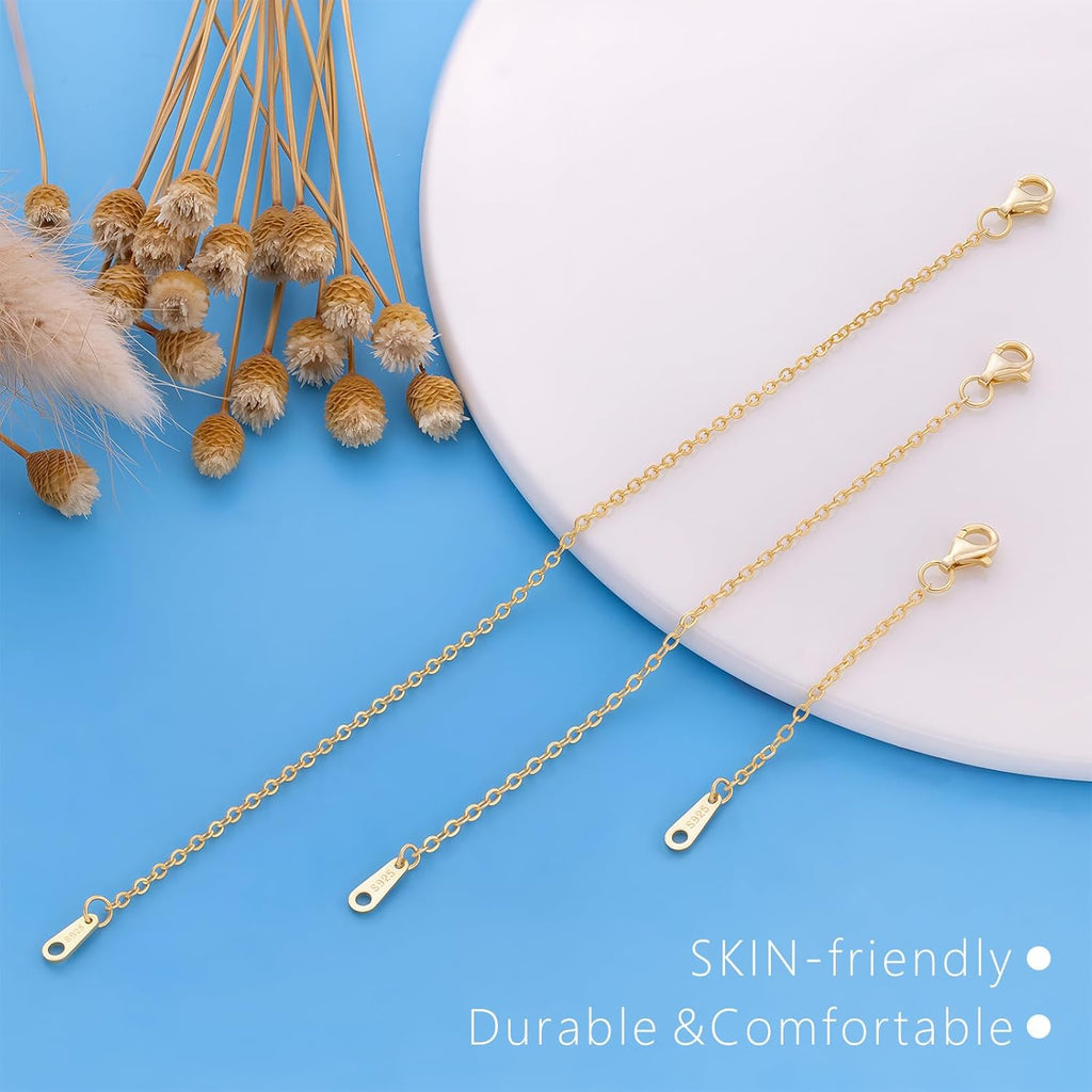 925 Sterling Silver Necklace Extender Sterling Silver Necklace Chain Extenders for Necklaces 2", 3", 4" Inches