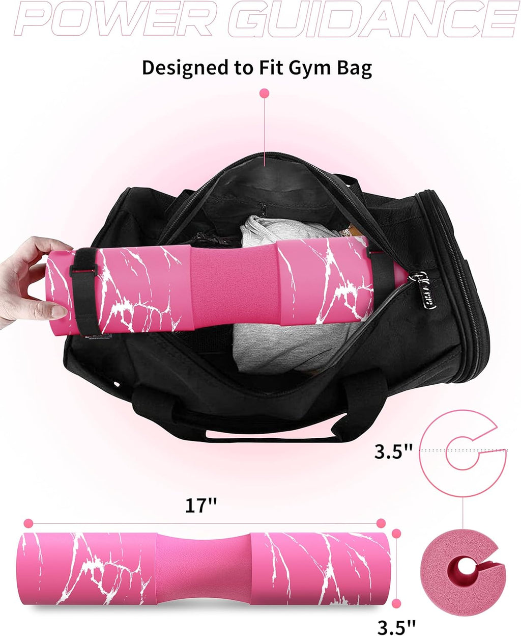 POWER GUIDANCE Barbell Squat Pad - Neck & Shoulder Protective Pad - Great for Squats, Lunges, Hip Thrusts, Weight Lifting & More - Fit Standard and Olympic Bars Perfectly