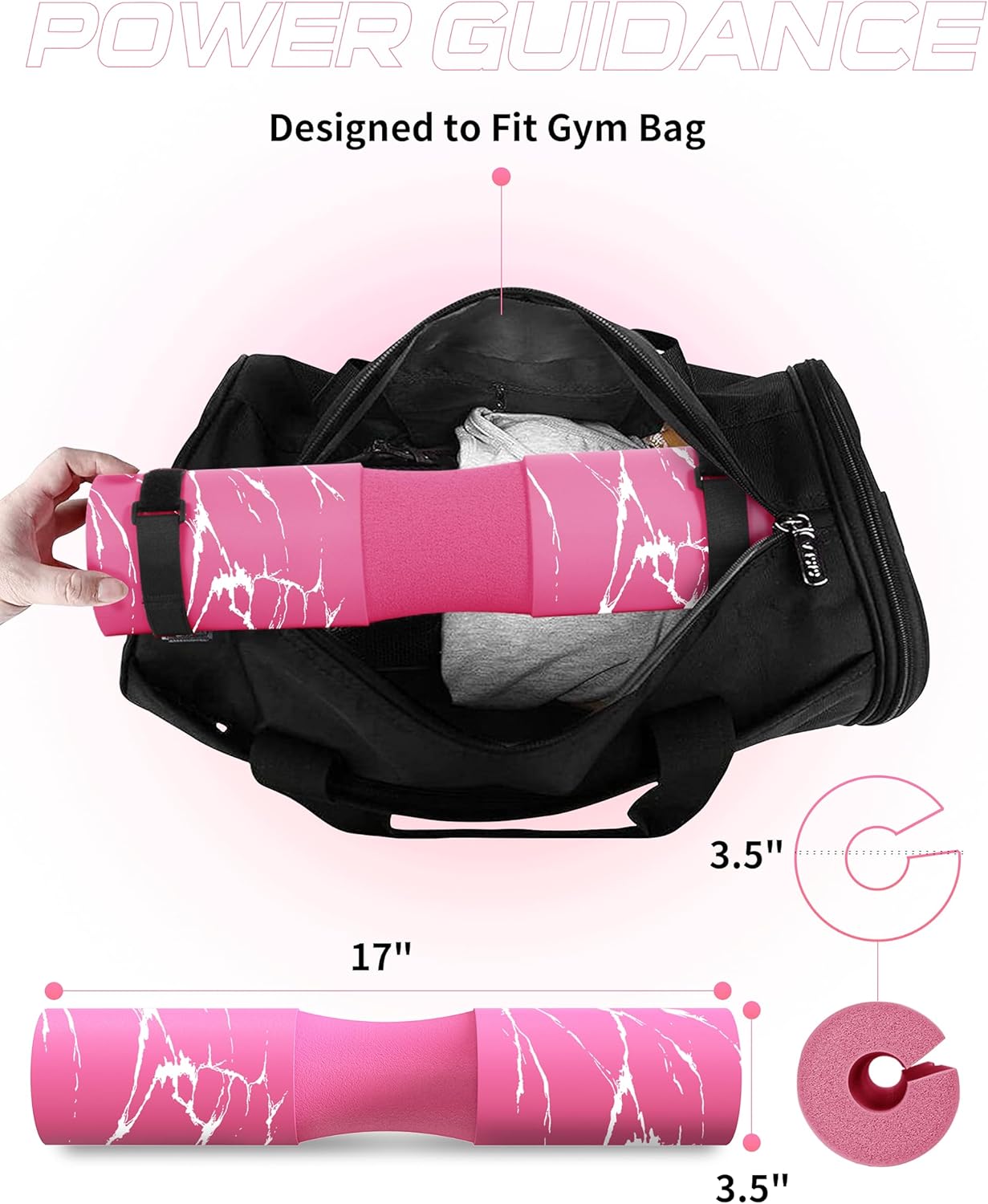 POWER GUIDANCE Barbell Squat Pad - Neck & Shoulder Protective Pad - Great for Squats, Lunges, Hip Thrusts, Weight Lifting & More - Fit Standard and Olympic Bars Perfectly