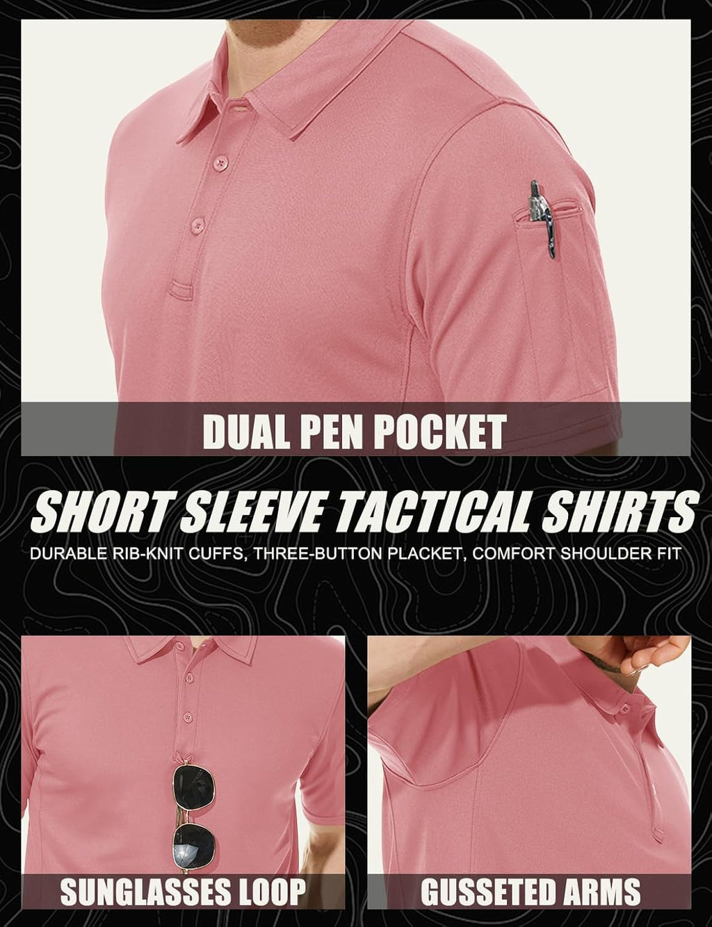 MAGCOMSEN Men's Polo Shirt Quick Dry Performance Short Sleeve Tactical Shirts Pique Jersey Golf Shirt