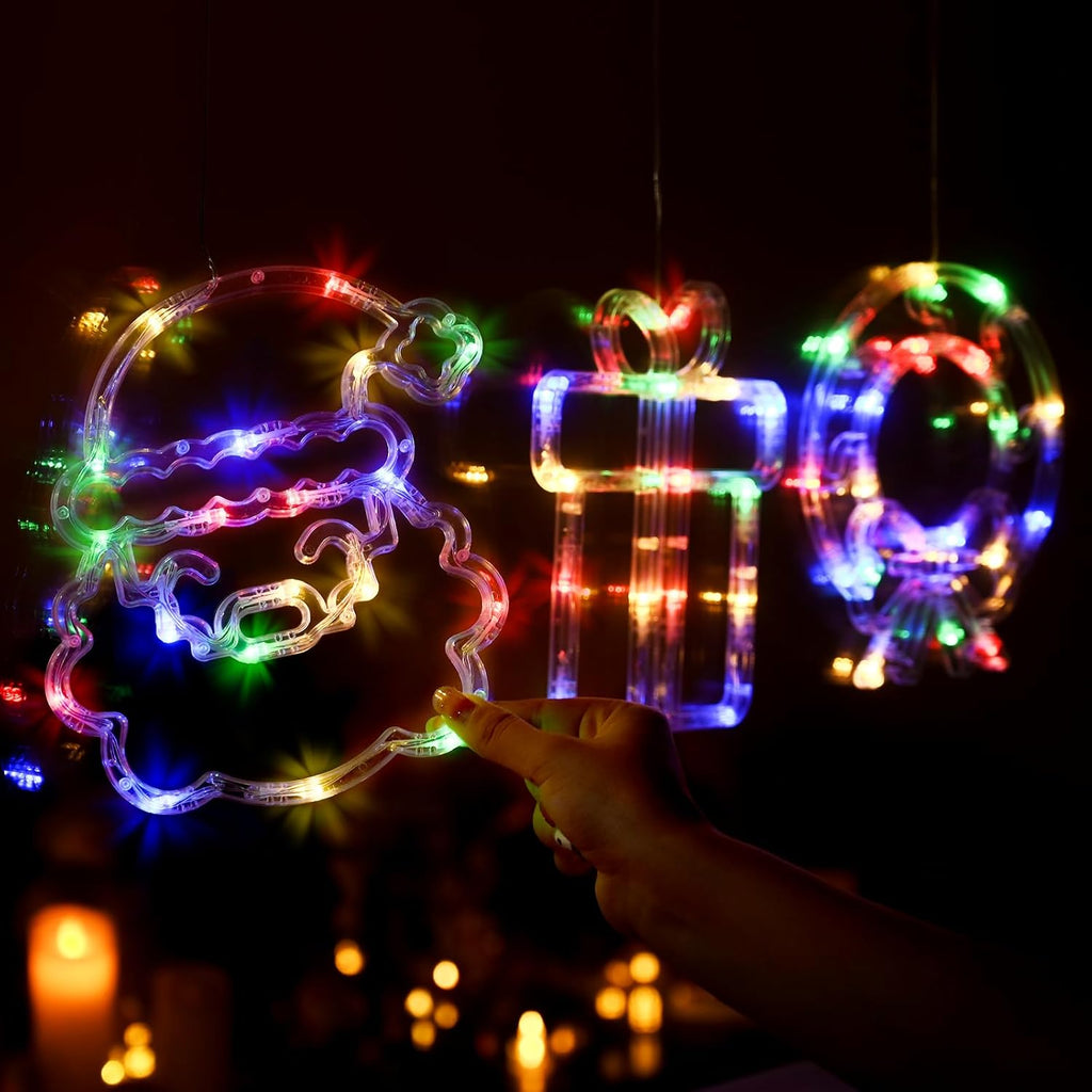 LOLStar Halloween Lights Decorations 2025 3-Pack Orange Pumpkin White Ghost Purple Bat Window Lights with Suction Cups, Battery Operated Halloween LED Lights Window Decor Slow Fade Mode and Timer