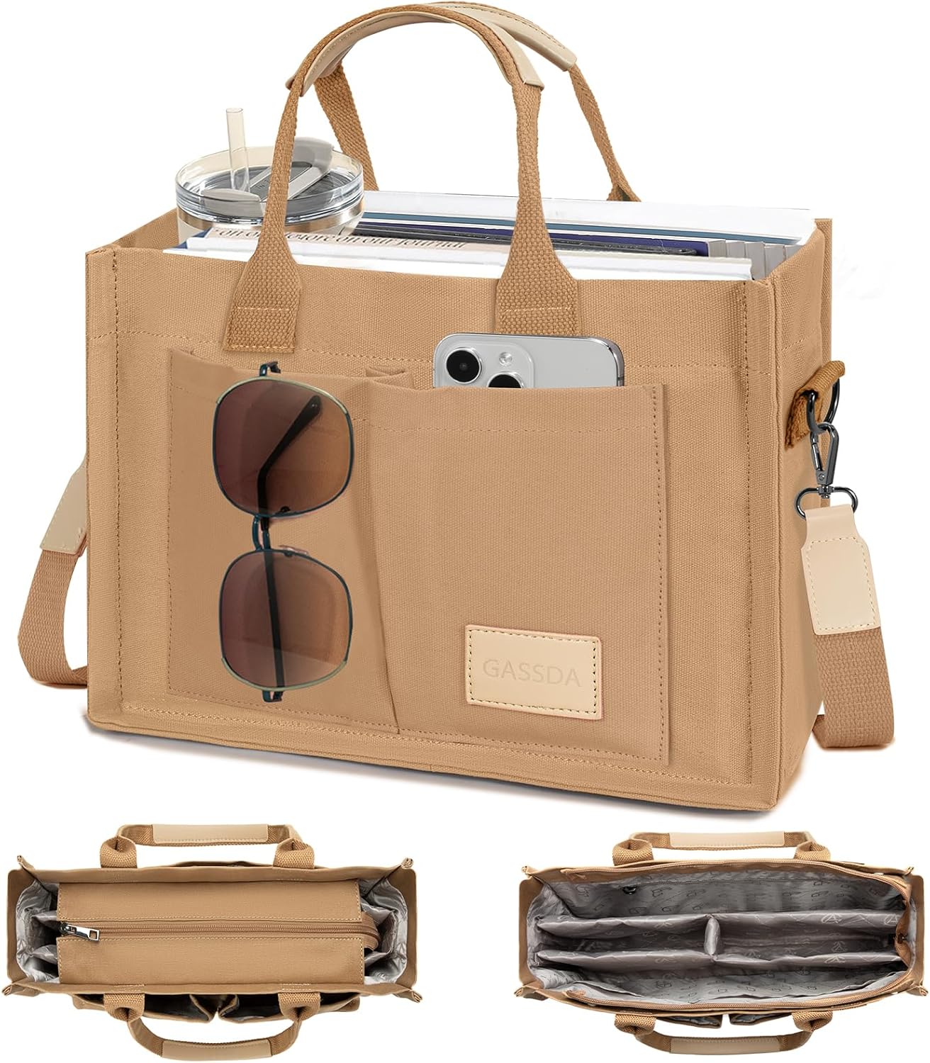 Tote Bags for Women Canvas Tote Purse Crossbody with Pockets Top Handle Shoulder Satchel Bag for Women