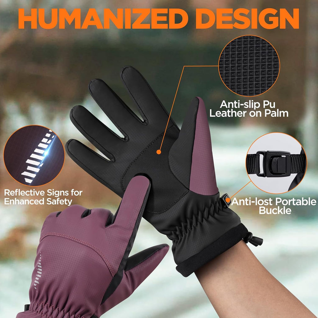 rivmount Winter Waterproof Ski Snow Warm Gloves for Women Men, Windproof Cold Weather Thermal with Touchscreen Fingers, for Running Driving Cycling Hiking Biking Outdoor Sports Daily Work