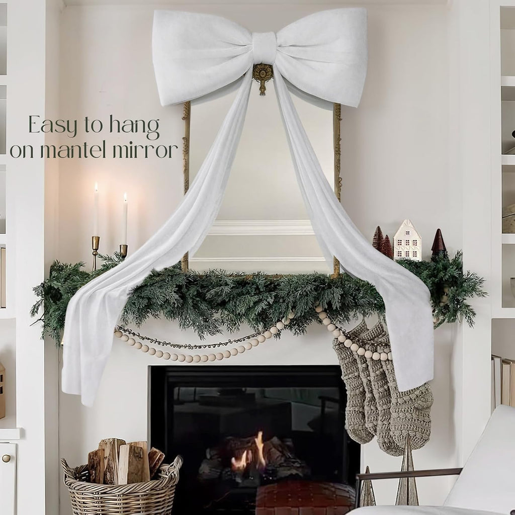 Christmas Decorations - Christmas Decor - 6 Ft Giant Bows for Christmas Tree - Big Red Velvet Bow for Tree Topper Window Wall Mantle - Indoor Home Room Party Valentines Xmas Decoration