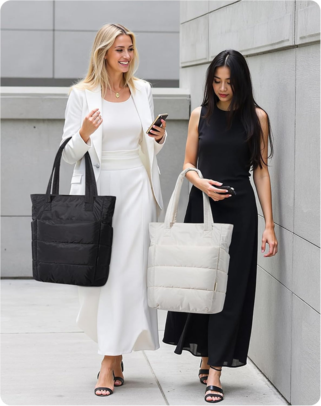 BAGSMART Tote Bag for Women, Lightweight Puffy Tote Bag with Compartments Shoulder Bag Handbag for Travel, Work, Gym