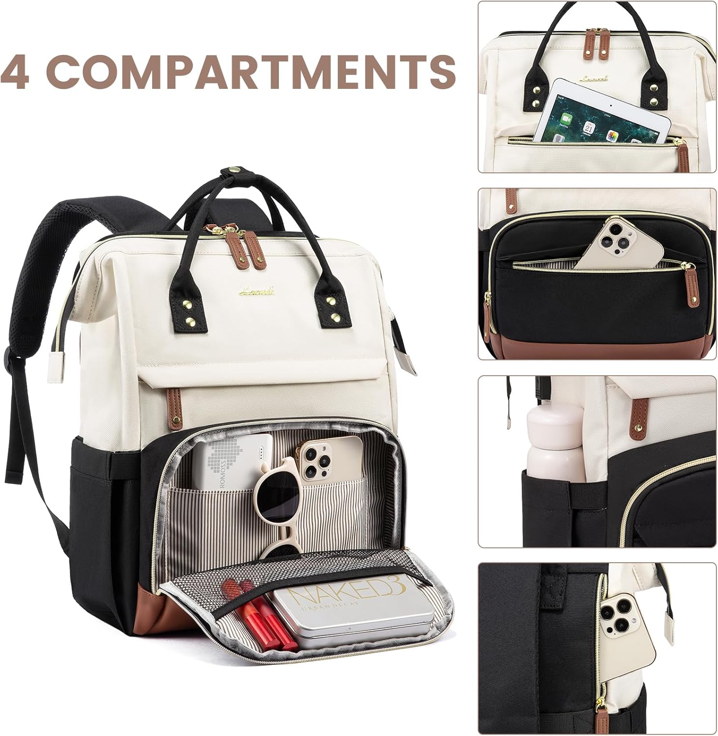 LOVEVOOK Laptop Backpack for Women, 15.6 Inch Work Business Backpacks Purse With Large Capacity, Waterproof Nurse Bag College Bookbag for School, Waterproof Casual Daypack for Travel