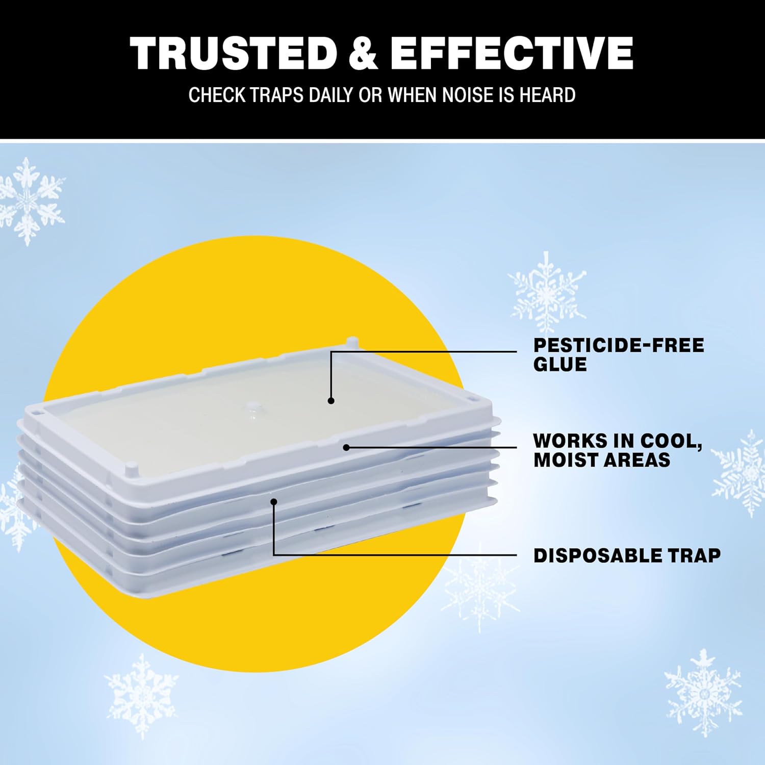 Catchmaster Rat, Snake and Mouse Traps 10Pk, Large Bulk Glue Rat Traps for Home, Adhesive Plastic Tray for Inside House, Snake, Mice, & Spider Catcher, Pest Control for House & Garage