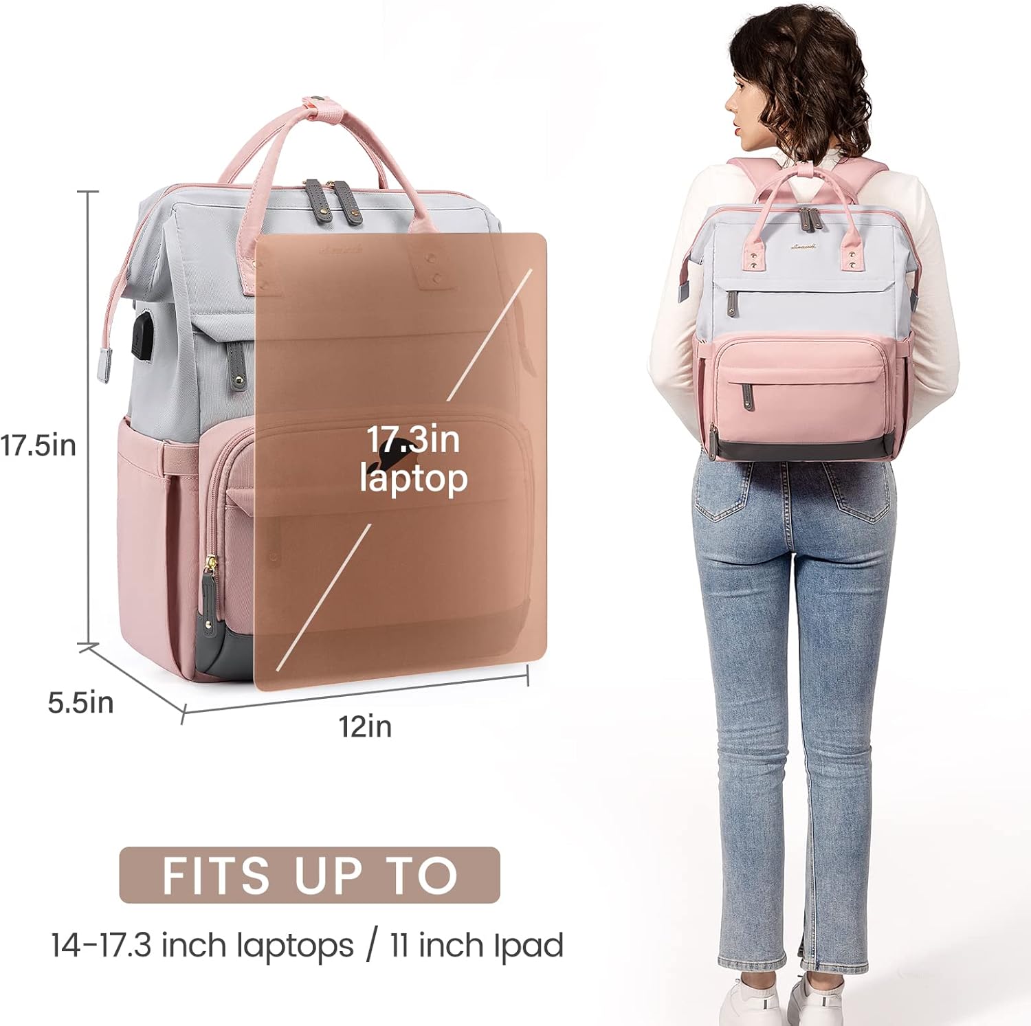 LOVEVOOK Laptop Backpack for Women, 15.6 Inch Work Business Backpacks Purse With Large Capacity, Waterproof Nurse Bag College Bookbag for School, Waterproof Casual Daypack for Travel