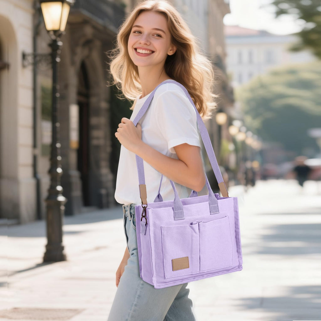 Tote Bags for Women Canvas Tote Purse Crossbody with Pockets Top Handle Shoulder Satchel Bag for Women