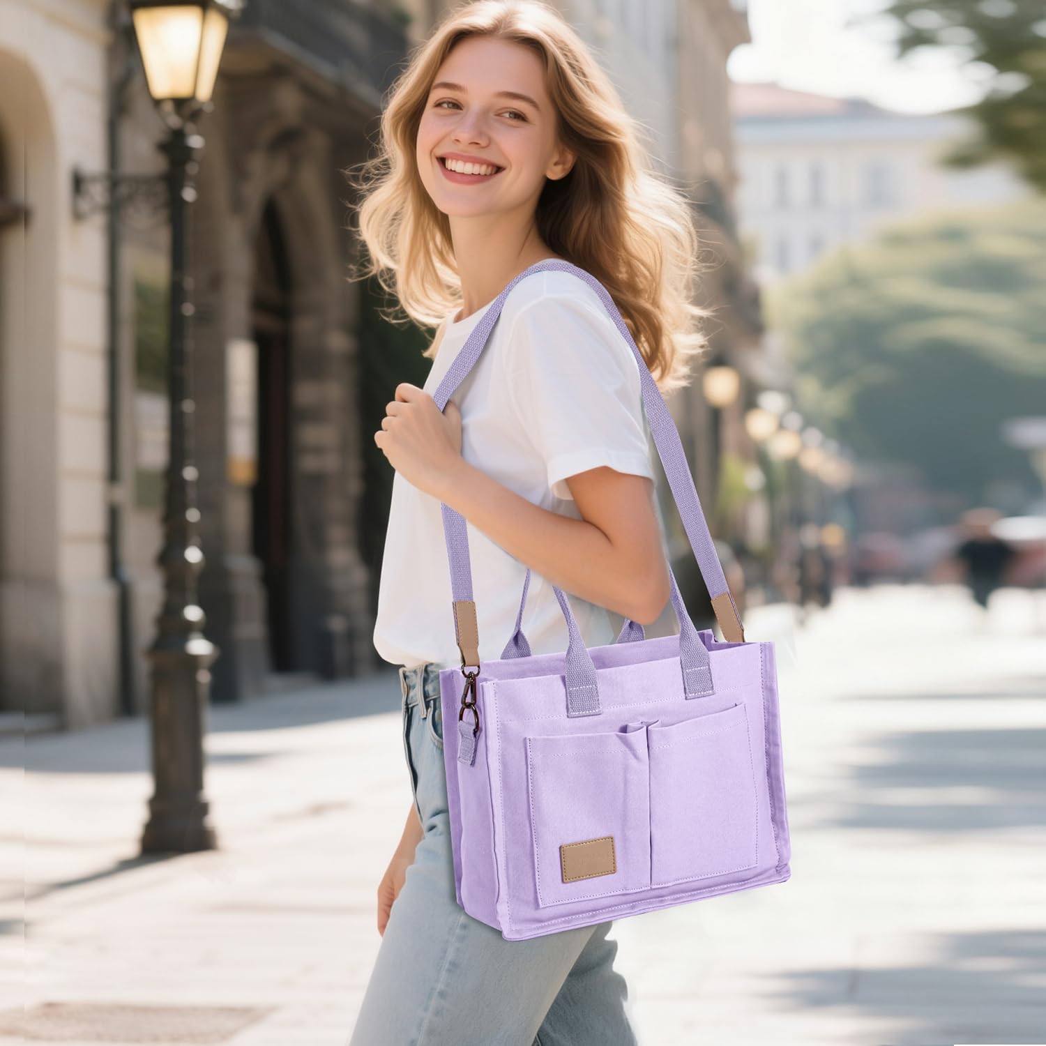 Tote Bags for Women Canvas Tote Purse Crossbody with Pockets Top Handle Shoulder Satchel Bag for Women