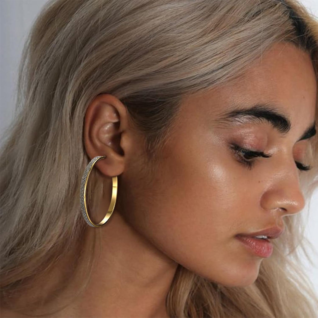 Gold Hoop Earrings Set for Women, 12 Pairs Hypoallergenic Large/Big Thin Thick Gold Hoops Earrings Loop Pack for Jewelry Gift 40mm/50mm