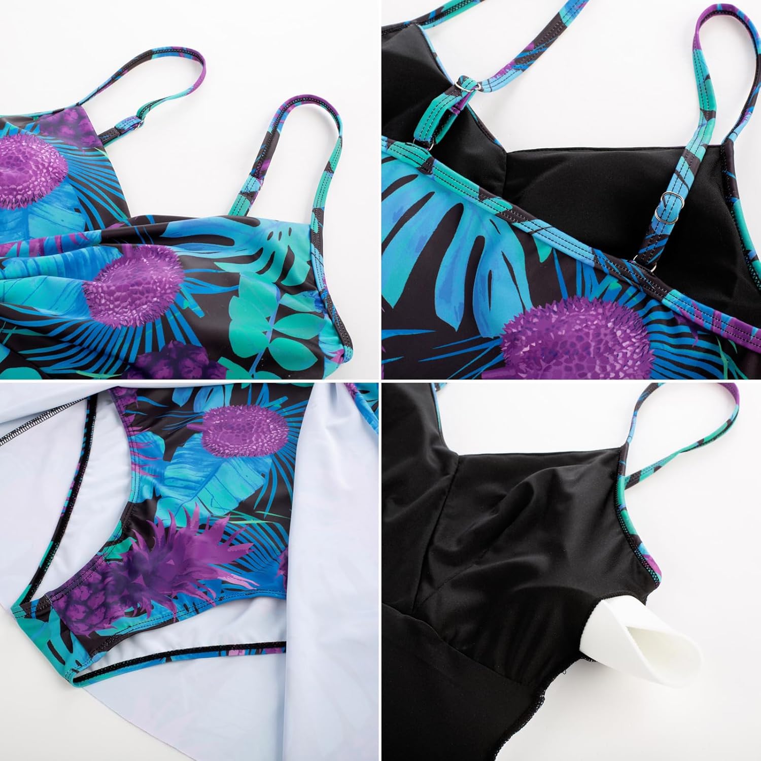 GRACE KARIN Women's One Piece Swim Dress V Neck Tummy Control Swimsuit Vacation Beachwear Bathing Suit