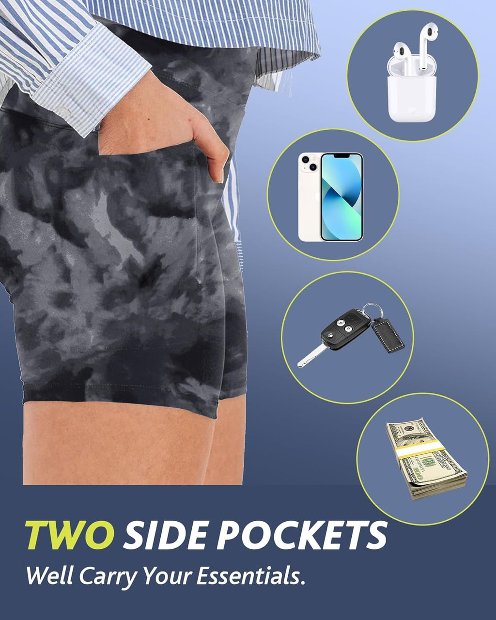 CAMPSNAIL Biker Shorts Women with Pockets - 3"/5"/8" High Waisted Workout Spandex Tummy Control Gym Running Yoga Shorts