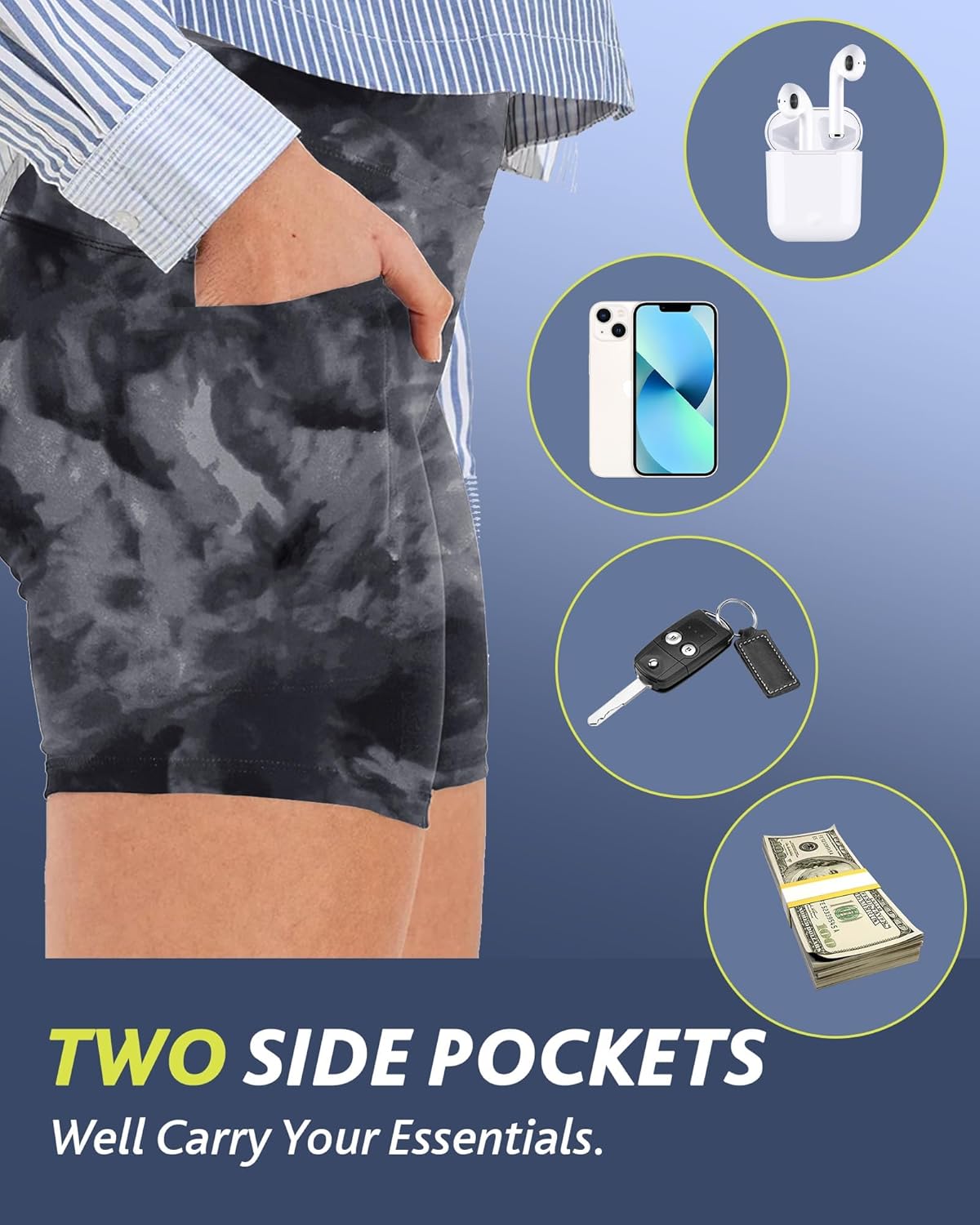 CAMPSNAIL Biker Shorts Women with Pockets - 3"/5"/8" High Waisted Workout Spandex Tummy Control Gym Running Yoga Shorts