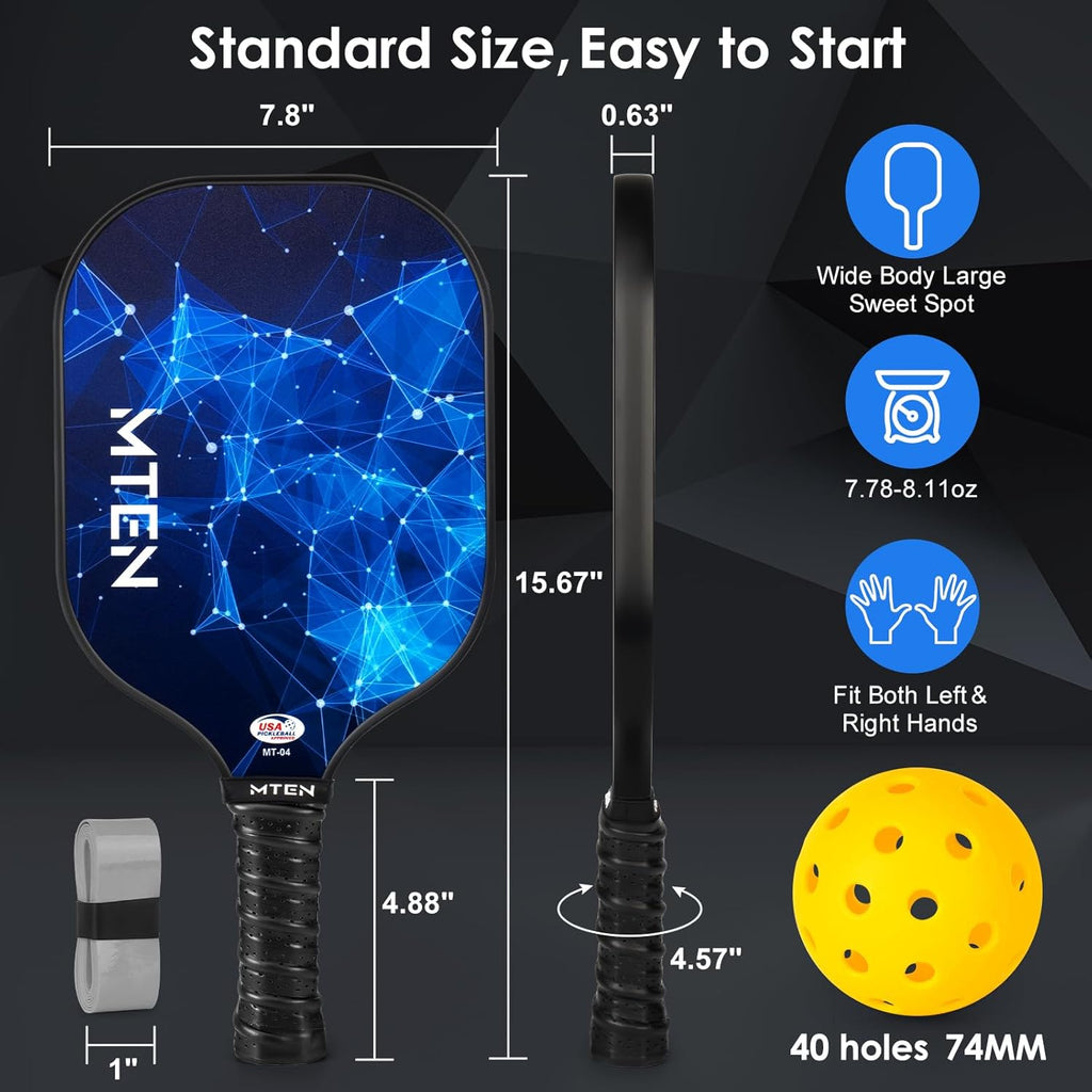 Pickleball Paddles, USAPA Approved Fiberglass Surface Pickleball Set with Pickleball Rackets, Pickleball Paddles Set for Men Women