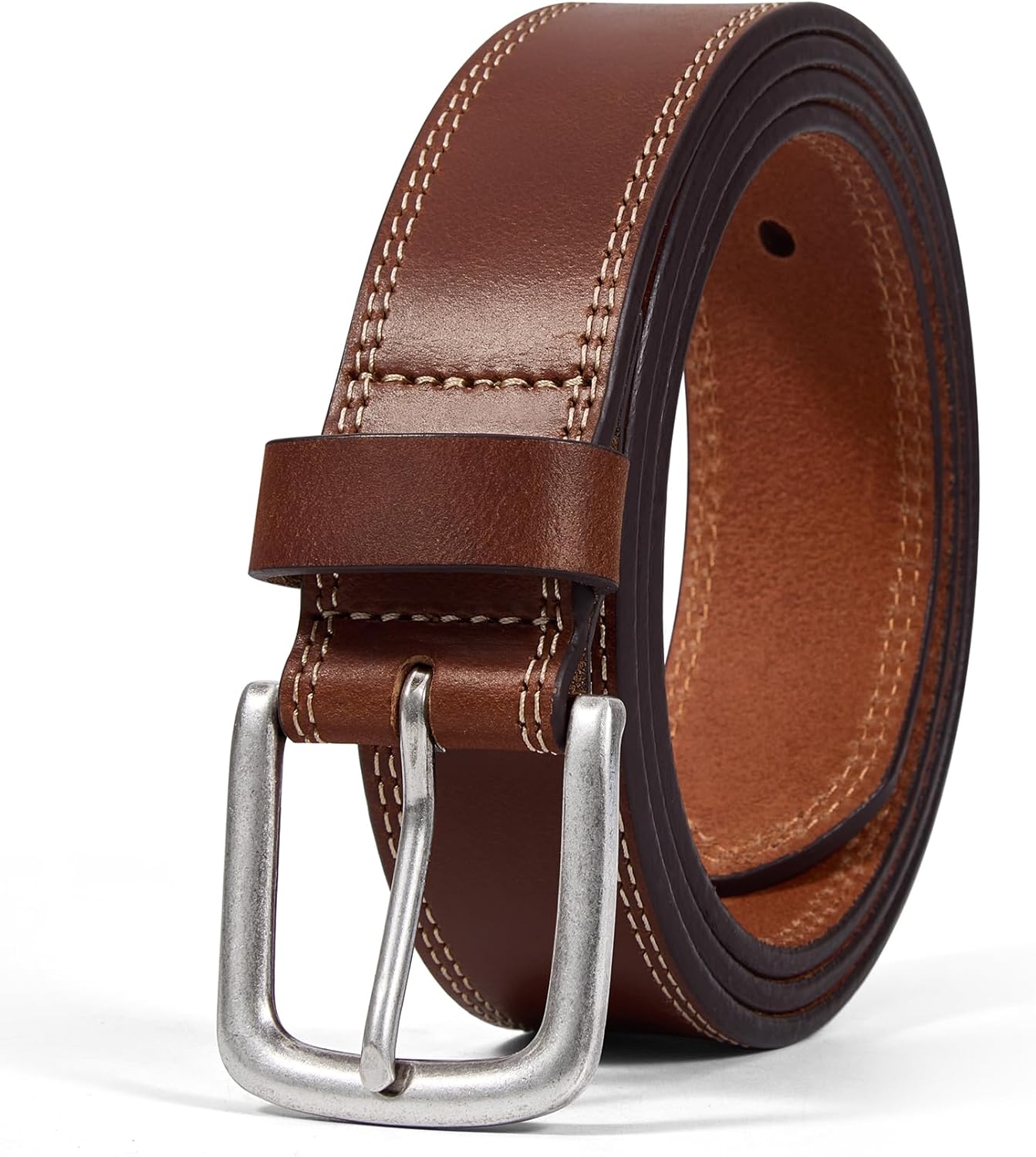 VATAN Men's Genuine Leather Casual Every Day Jeans Belts, Handmade Men Leather Belt with Gift Box