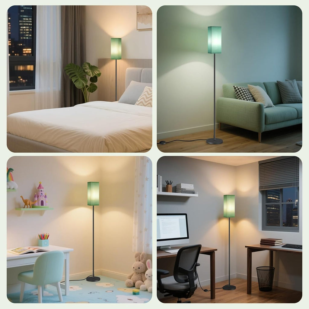 64.6" Floor Lamp, Pole with Foot Switch, Modern Standing Lamp Lampshade, Minimalist Freestanding Lamp (Bulb Not Included), for Living Room, Bedroom Office ETL Listed, Black and Beige E07LD05