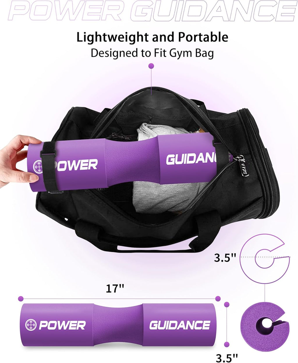 POWER GUIDANCE Barbell Squat Pad - Neck & Shoulder Protective Pad - Great for Squats, Lunges, Hip Thrusts, Weight Lifting & More - Fit Standard and Olympic Bars Perfectly