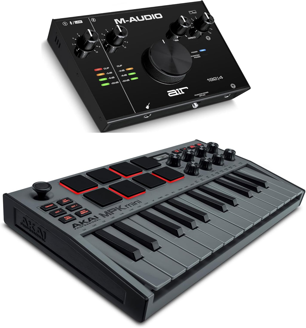 Akai Professional MPK Mini MK3 - 25 Key USB MIDI Keyboard Controller With 8 Backlit Drum Pads, 8 Knobs, Music Production Software and Native Instruments Sound Package (NKS Integration)