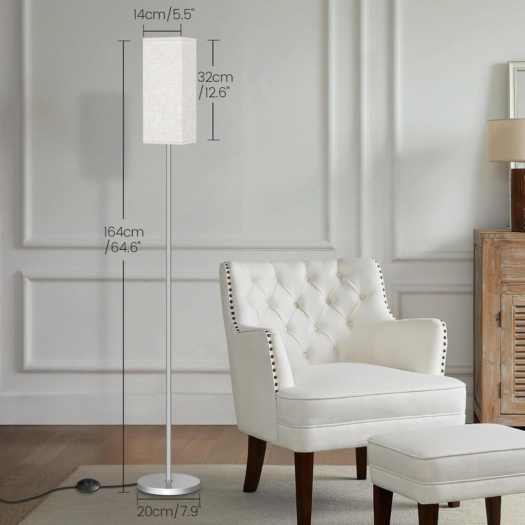 64.6" Floor Lamp, Pole with Foot Switch, Modern Standing Lamp Lampshade, Minimalist Freestanding Lamp (Bulb Not Included), for Living Room, Bedroom Office ETL Listed, Black and Beige E07LD05