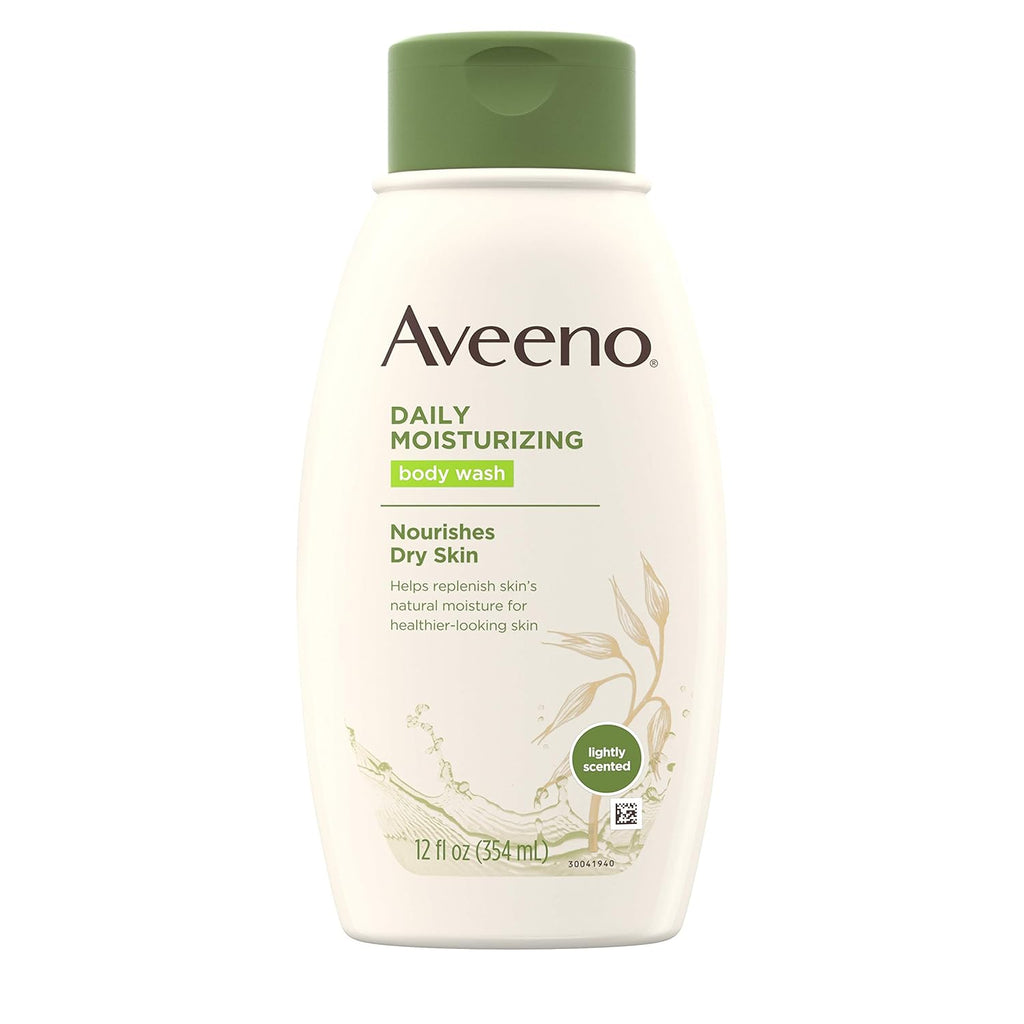 Aveeno Daily Moisturizing Body Wash for Women and Men for Dry & Sensitive Skin, Paraben, Soap & Dye-Free, Gentle Shower Cleanser, Dermatologist Recommended Brand, Lightly Scented, 33 Fl Oz