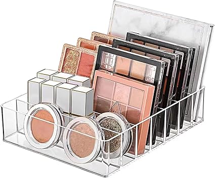 Makeup Organizer for Eyeshadow Palette and Lipstick Organizer, 7 Section Divided Makeup Palette Organizer for Vanity Drawer Countertop Modern Cosmetics Storage(7.48" x 6.22" x 1.77")