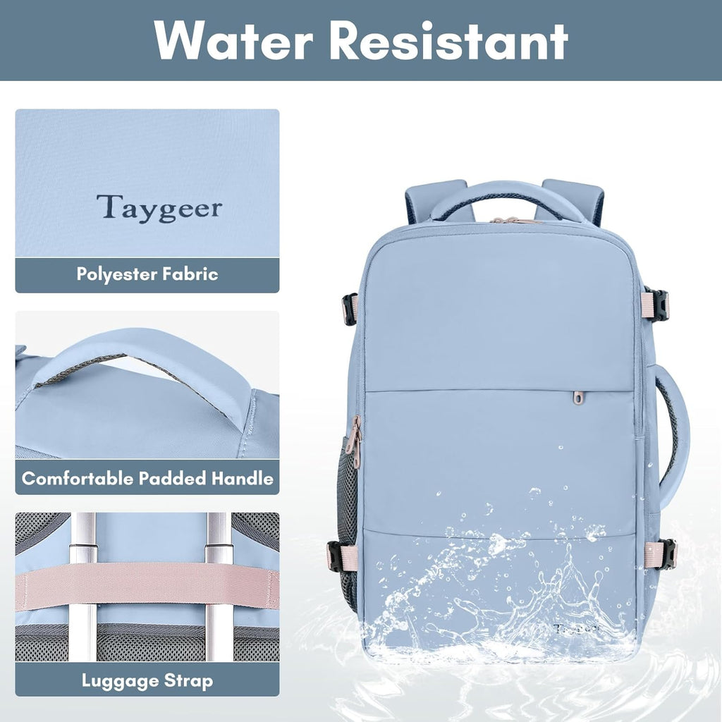 Taygeer Travel Backpack for Women, Carry On Backpack with USB Charging Port & Shoe Pouch, TSA 15.6inch Laptop Mochila Flight Approved, Nurse Bag Casual Daypack for Weekender Business Hiking, Pink