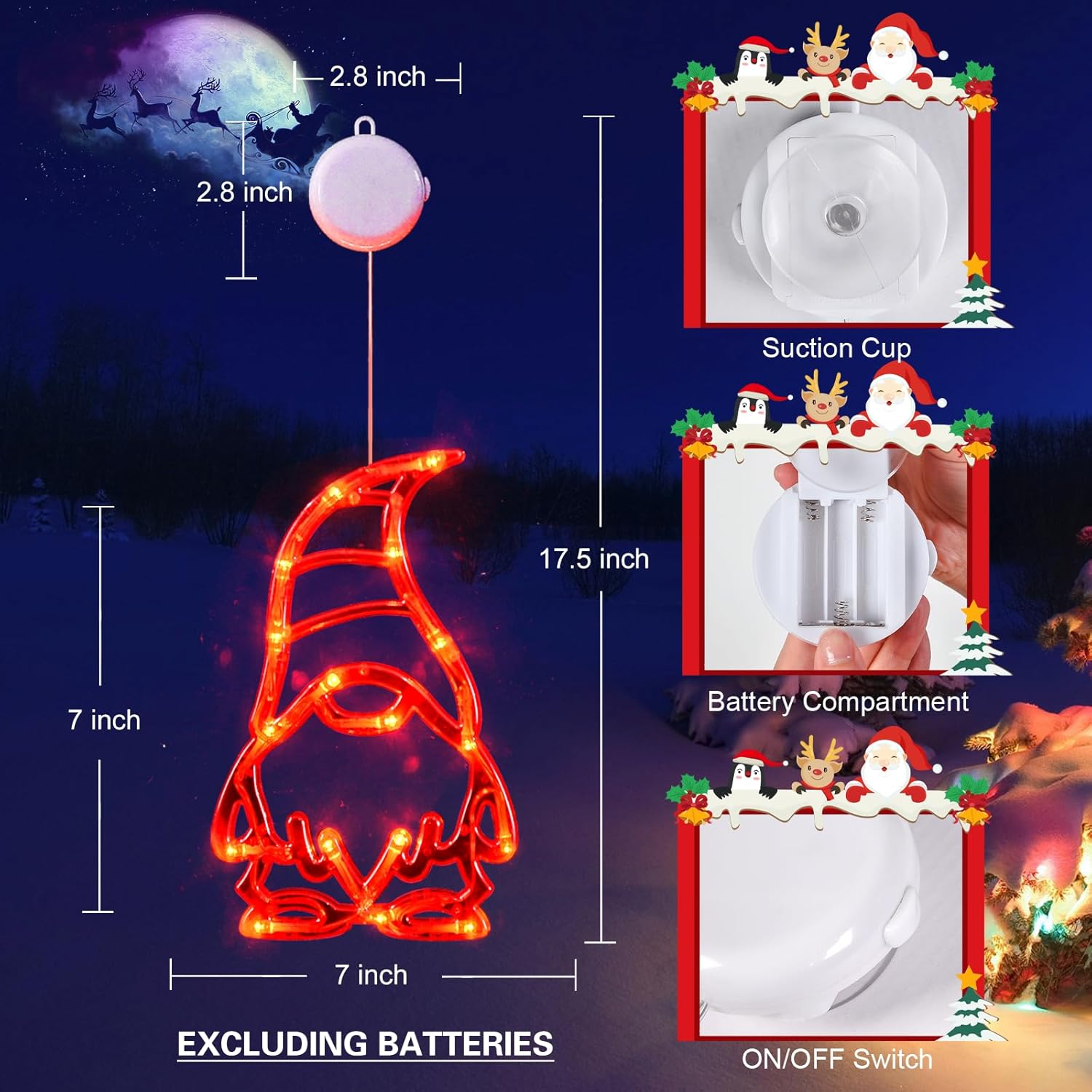 LOLStar Halloween Lights Decorations 2025 3-Pack Orange Pumpkin White Ghost Purple Bat Window Lights with Suction Cups, Battery Operated Halloween LED Lights Window Decor Slow Fade Mode and Timer