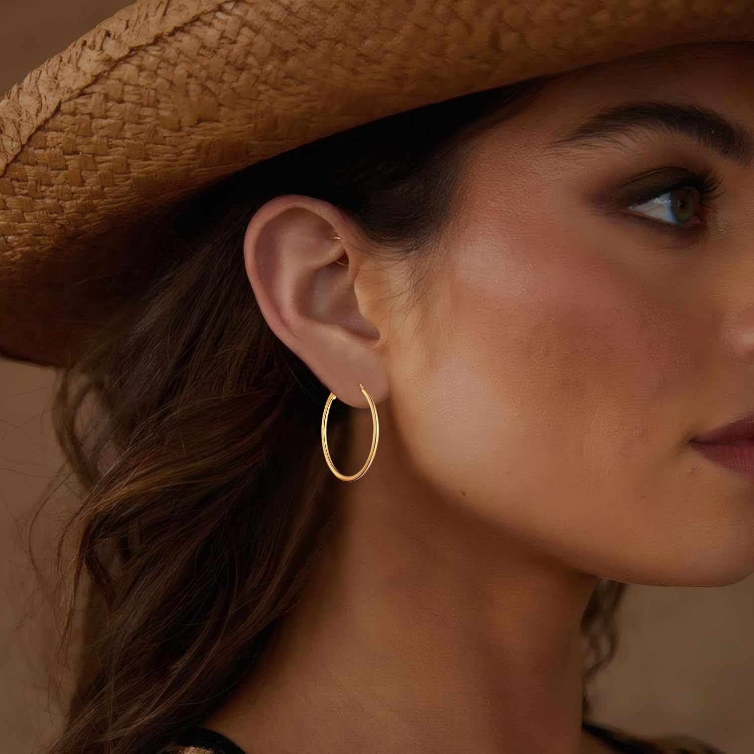 Gold Hoop Earrings Set for Women, 12 Pairs Hypoallergenic Large/Big Thin Thick Gold Hoops Earrings Loop Pack for Jewelry Gift 40mm/50mm