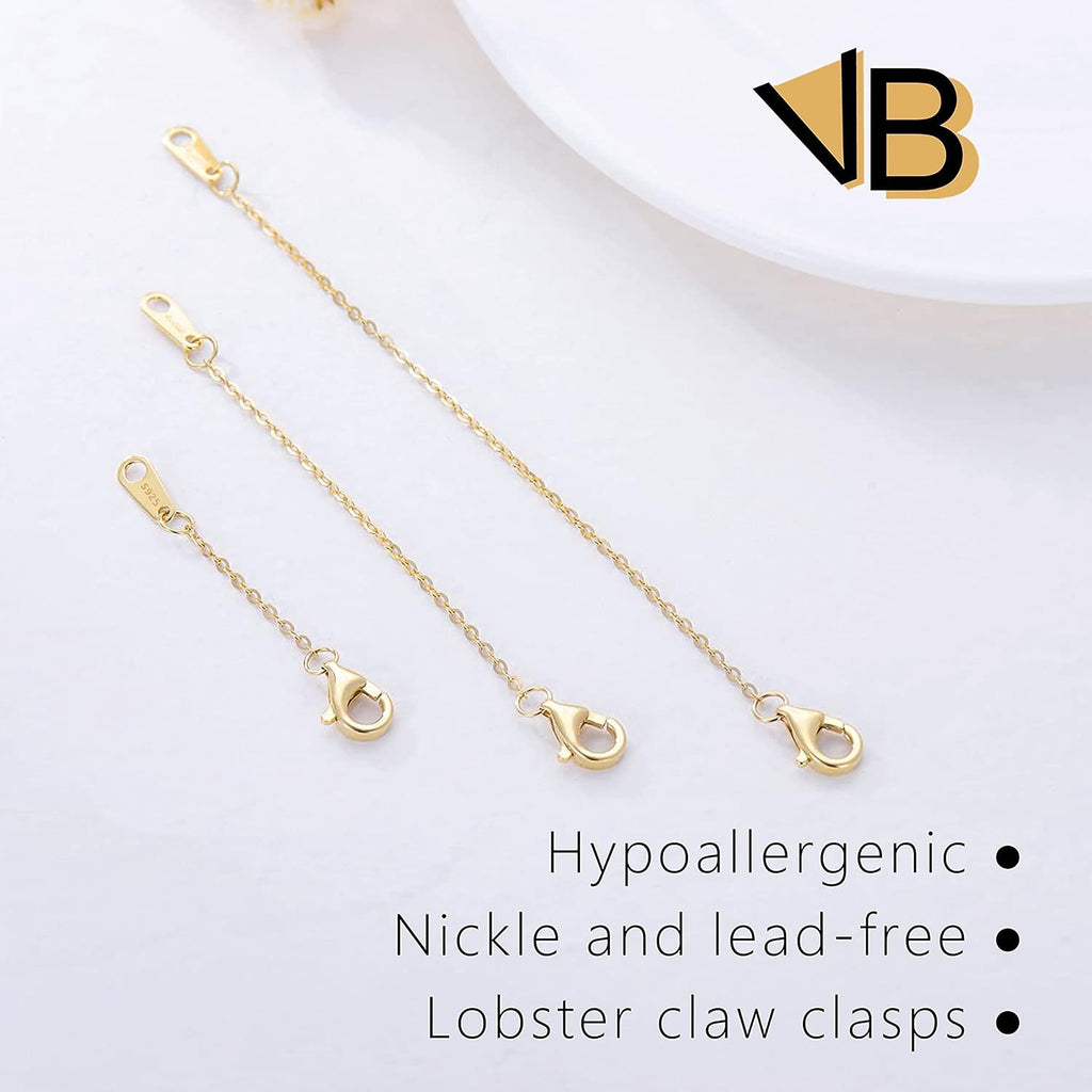 925 Sterling Silver Necklace Extender Sterling Silver Necklace Chain Extenders for Necklaces 2", 3", 4" Inches