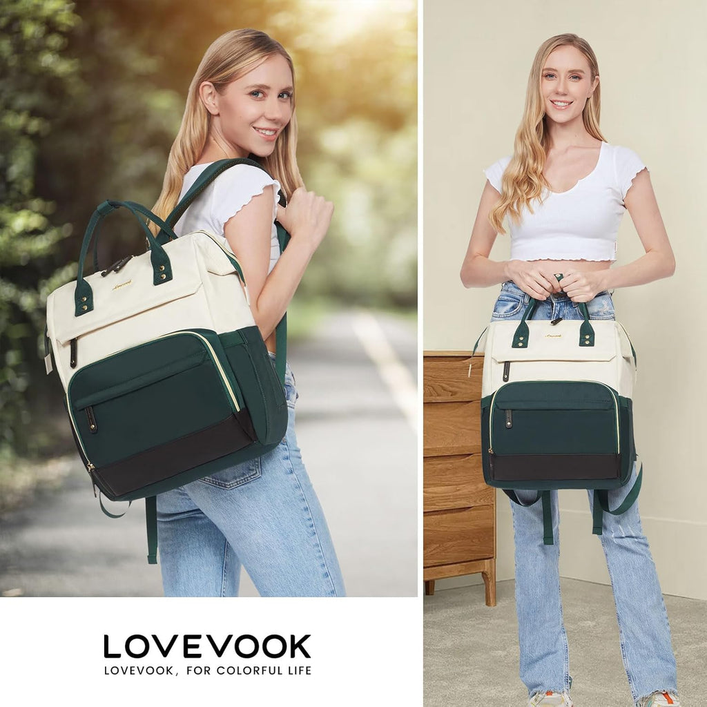 LOVEVOOK Laptop Backpack for Women, 15.6 Inch Work Business Backpacks Purse With Large Capacity, Waterproof Nurse Bag College Bookbag for School, Waterproof Casual Daypack for Travel