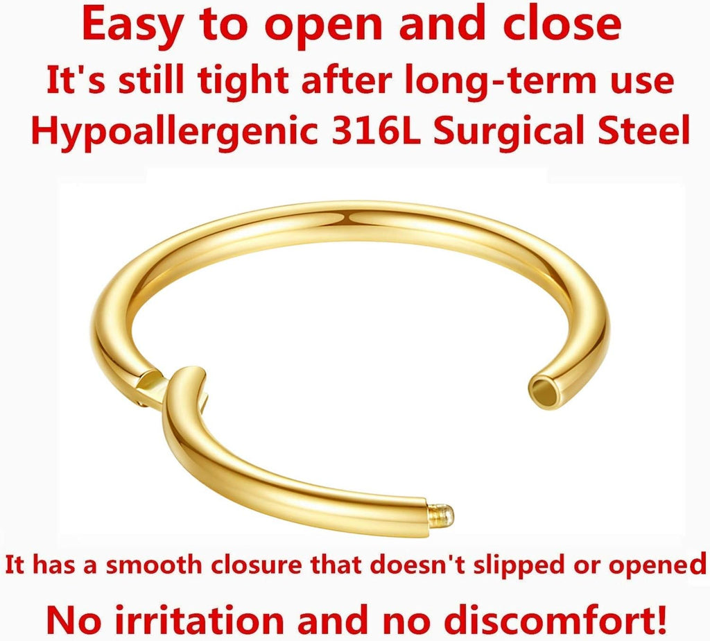 ORANGELOVE Hypoallergenic Nose Rings 20G 18G 16G 14G 12G 10G 8G 316l Surgical Steel Septum Jewelry Hinged Segment Ring Body Piercing Nose Hoop Lip Rings Nose Helix Cartilage Rook Earrings