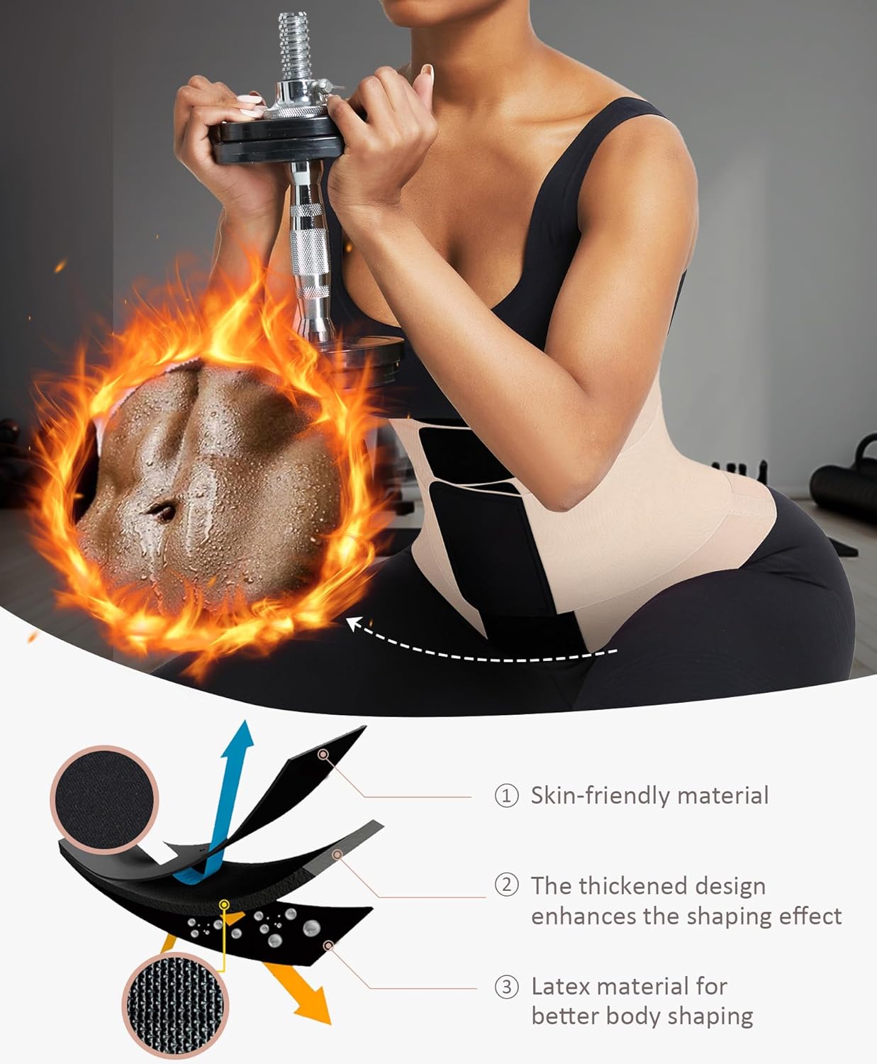 FeelinGirl Waist Trainer Belt Waist Cincher Trimmer Ab Belt Tummy Control Body Shaper with Triple Wrap Women and Men