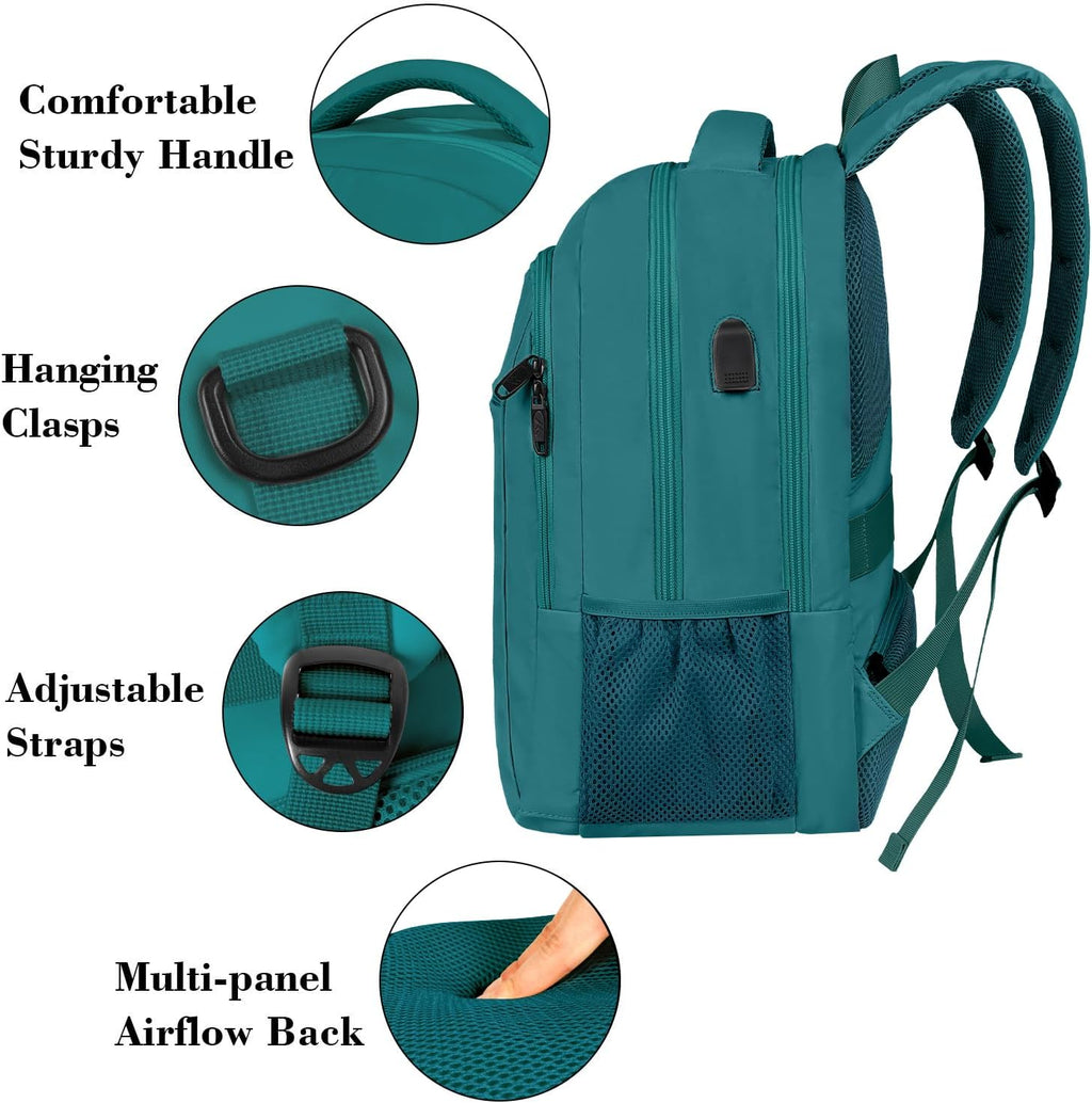 MATEIN Travel Laptop Backpack, Business Anti Theft Slim Sturdy Laptops Backpack with USB Charging Port, Water Resistant College School Computer Bag Gift for Men & Women Fits 15.6 Inch Notebook, Grey