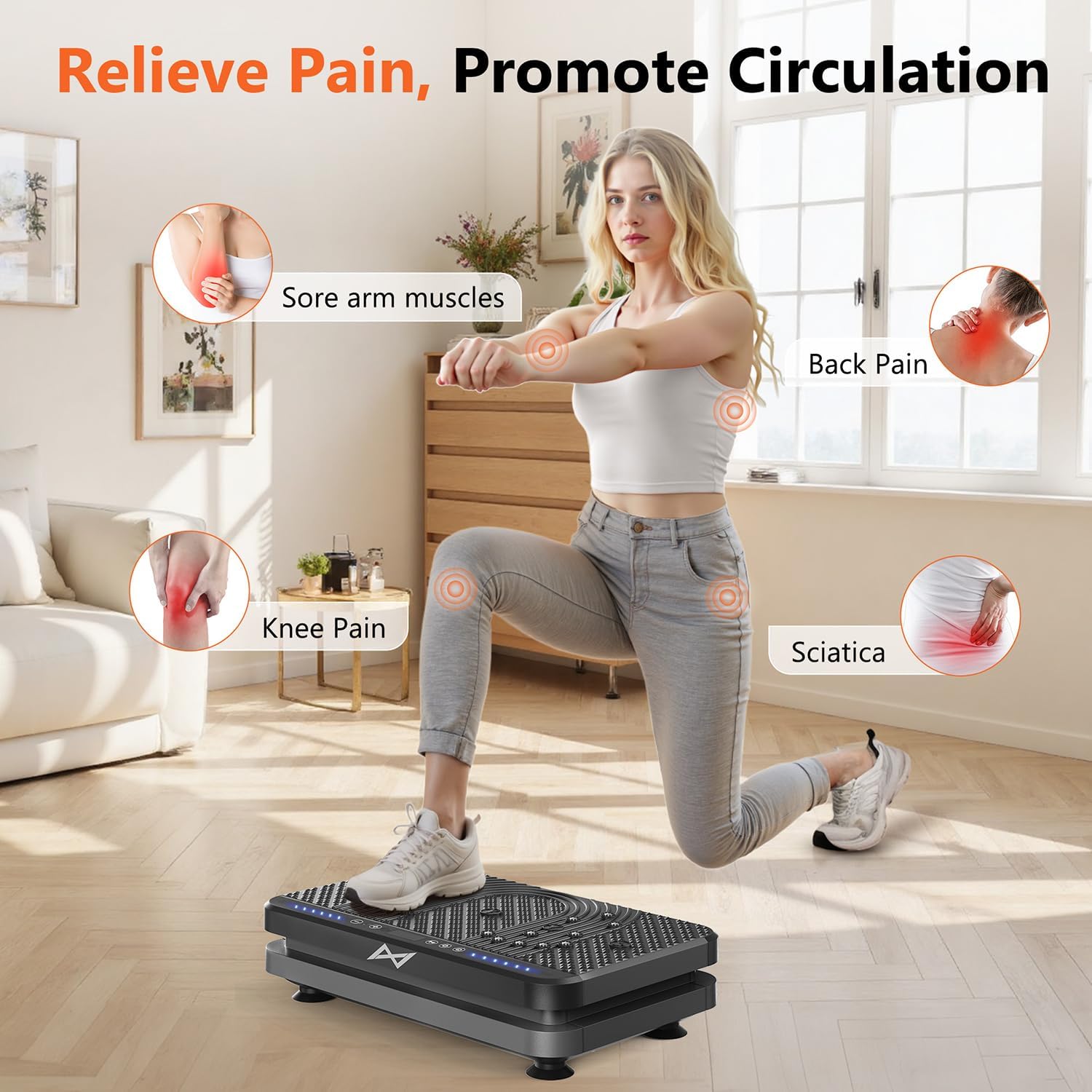 AXV Vibration Plate Fitness Platform Exercise Machine Vibrating Shaking Full Body Shaker Workout Vibrate Stand Shake Board Sport Gym for Weight Loss Fat Burner for Women Men