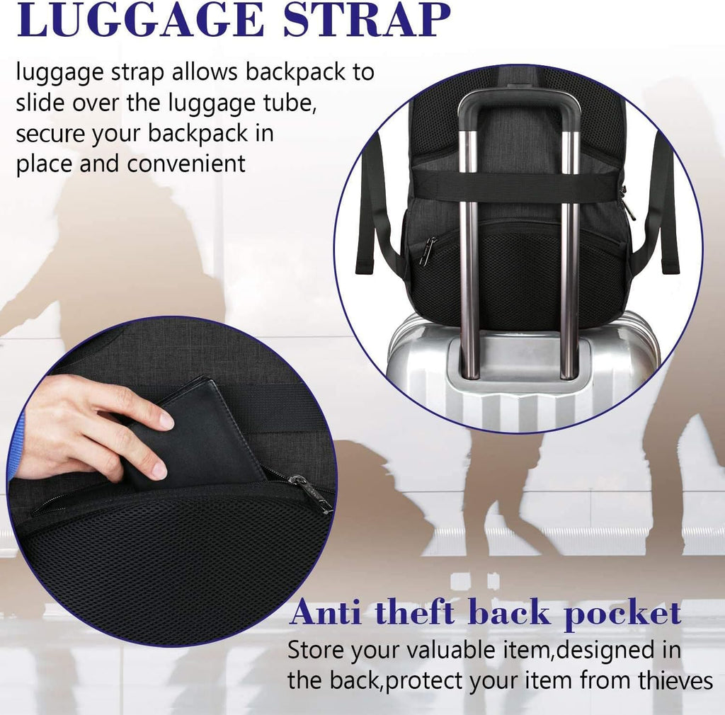 MATEIN Travel Laptop Backpack, Business Anti Theft Slim Sturdy Laptops Backpack with USB Charging Port, Water Resistant College School Computer Bag Gift for Men & Women Fits 15.6 Inch Notebook, Grey