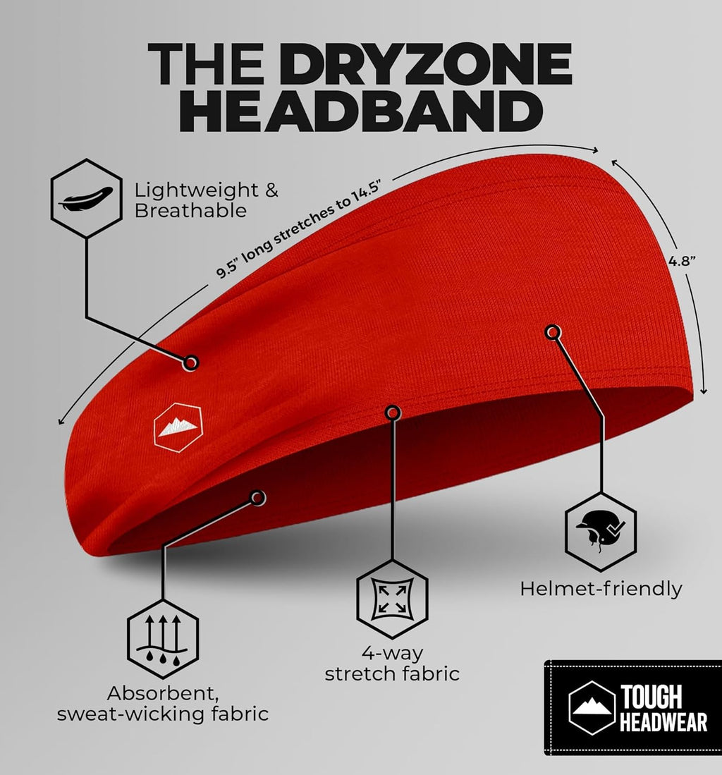 Tough Outfitters Headband for Men - Mens Headbands - Working Out Sports Performance Head Bands - Athletic Cycling Running Sweat Band, Football Headbands - Sweat Bands Men/Women