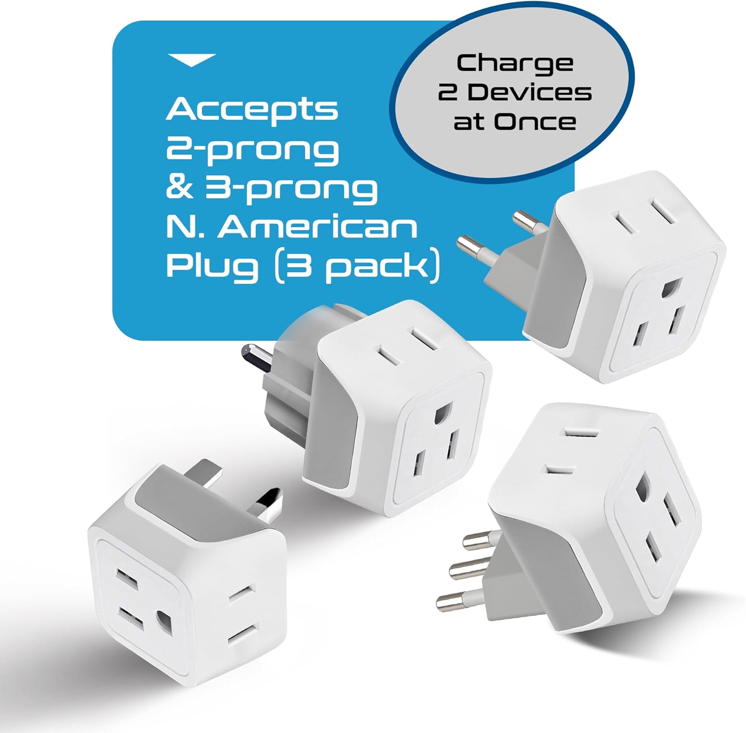 Ceptics Universal Travel Adapter, 35W International Power Adapter with PD & QC 3.0 Dual USB-C, 3 USB Travel Adapter Worldwide, Type I C G A Outlets 110V 220V A/C - EU Euro US UK (11-KU)