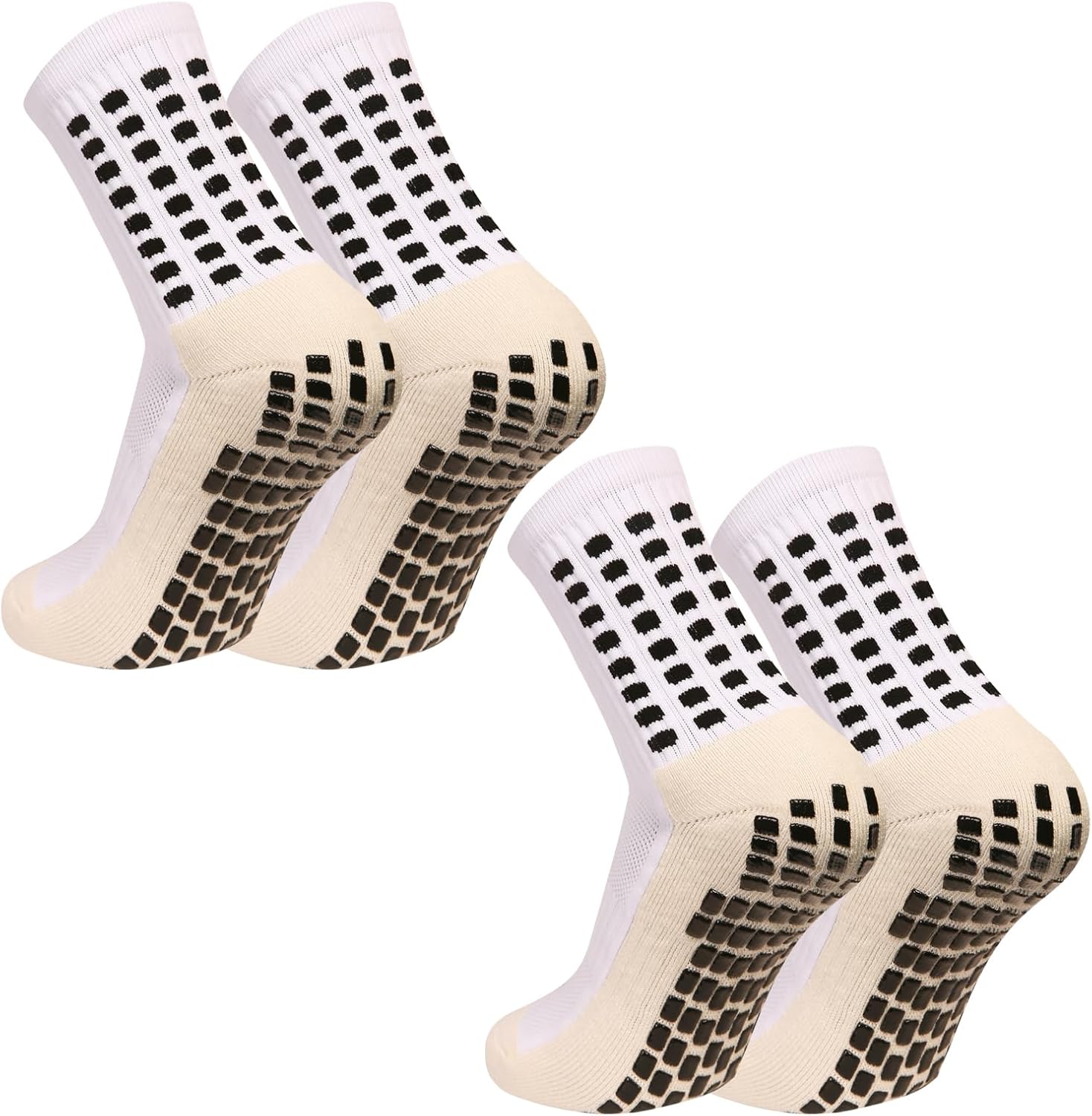 Men's Grip Soccer Socks Anti Slip Athletic Socks Non Slip Football Basketball Socks with Grip Pads2/4/6
