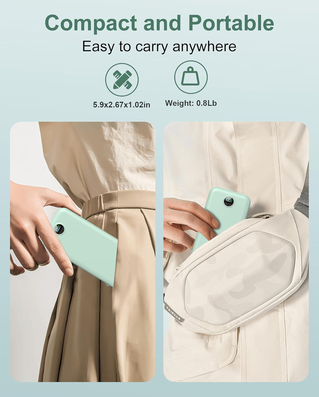 Portable Charger Power Bank, 12000mAh 22.5W USB C Fast Charging with Built-in Cables and Wall Plug, Travel Essential Battery Pack with LED Display for iPhone, iPad, Samsung Pink