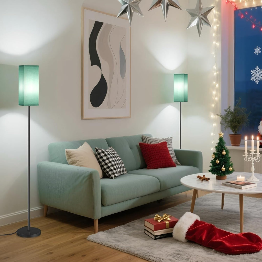 64.6" Floor Lamp, Pole with Foot Switch, Modern Standing Lamp Lampshade, Minimalist Freestanding Lamp (Bulb Not Included), for Living Room, Bedroom Office ETL Listed, Black and Beige E07LD05