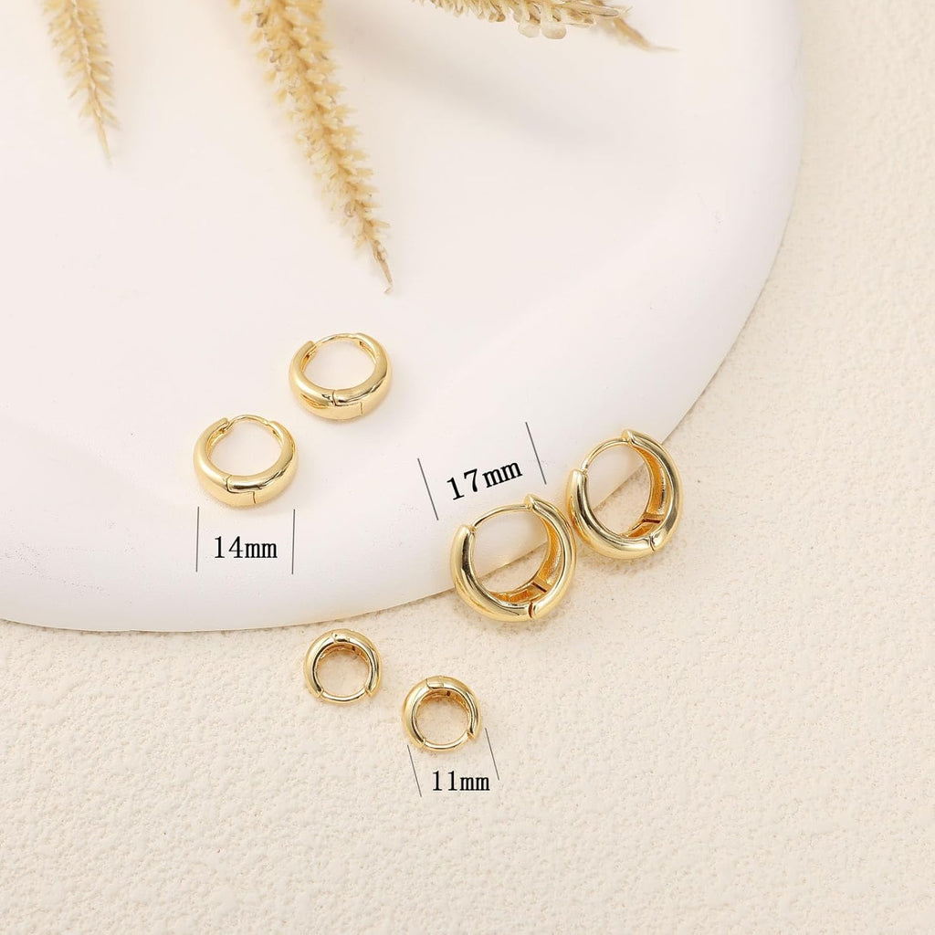 VIROMY Gold Hoop Earrings Set for Women Trendy, 14K Gold Plated Lightweight Small Gold/Silver Hoop Earrings for Women Chunky Open Hoops Earrings Jewelry Gifts