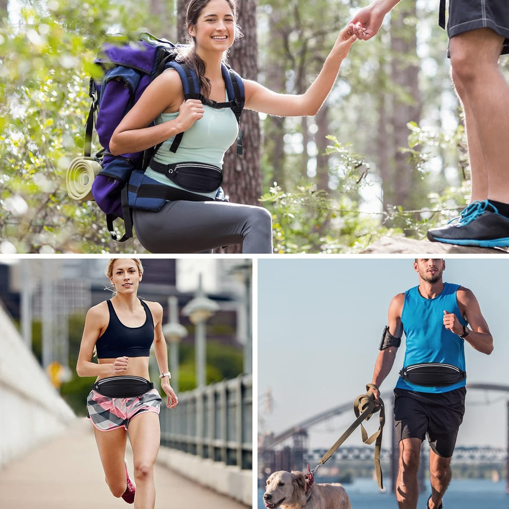 Running Belt Fanny Pack, Running Waist Pack for Women & Men USA Patented Hands-Free Reflective Runner Pouch Belt Fitness Workout Bag No-Bounce Adjustable Sport Travel Fanny Pack Cell