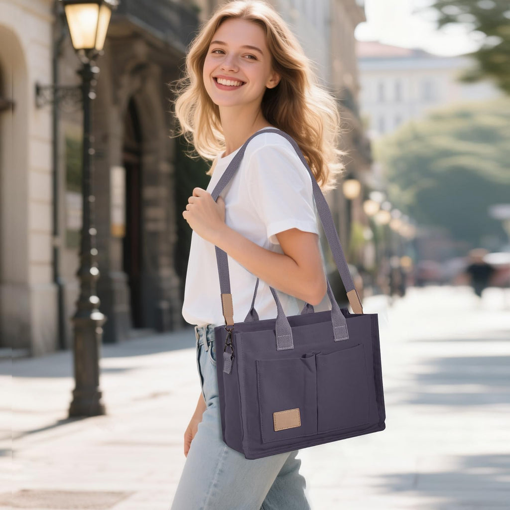 Tote Bags for Women Canvas Tote Purse Crossbody with Pockets Top Handle Shoulder Satchel Bag for Women