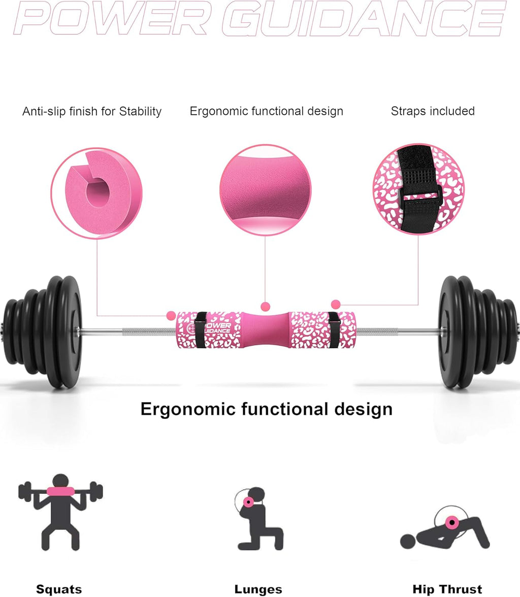 POWER GUIDANCE Barbell Squat Pad - Neck & Shoulder Protective Pad - Great for Squats, Lunges, Hip Thrusts, Weight Lifting & More - Fit Standard and Olympic Bars Perfectly