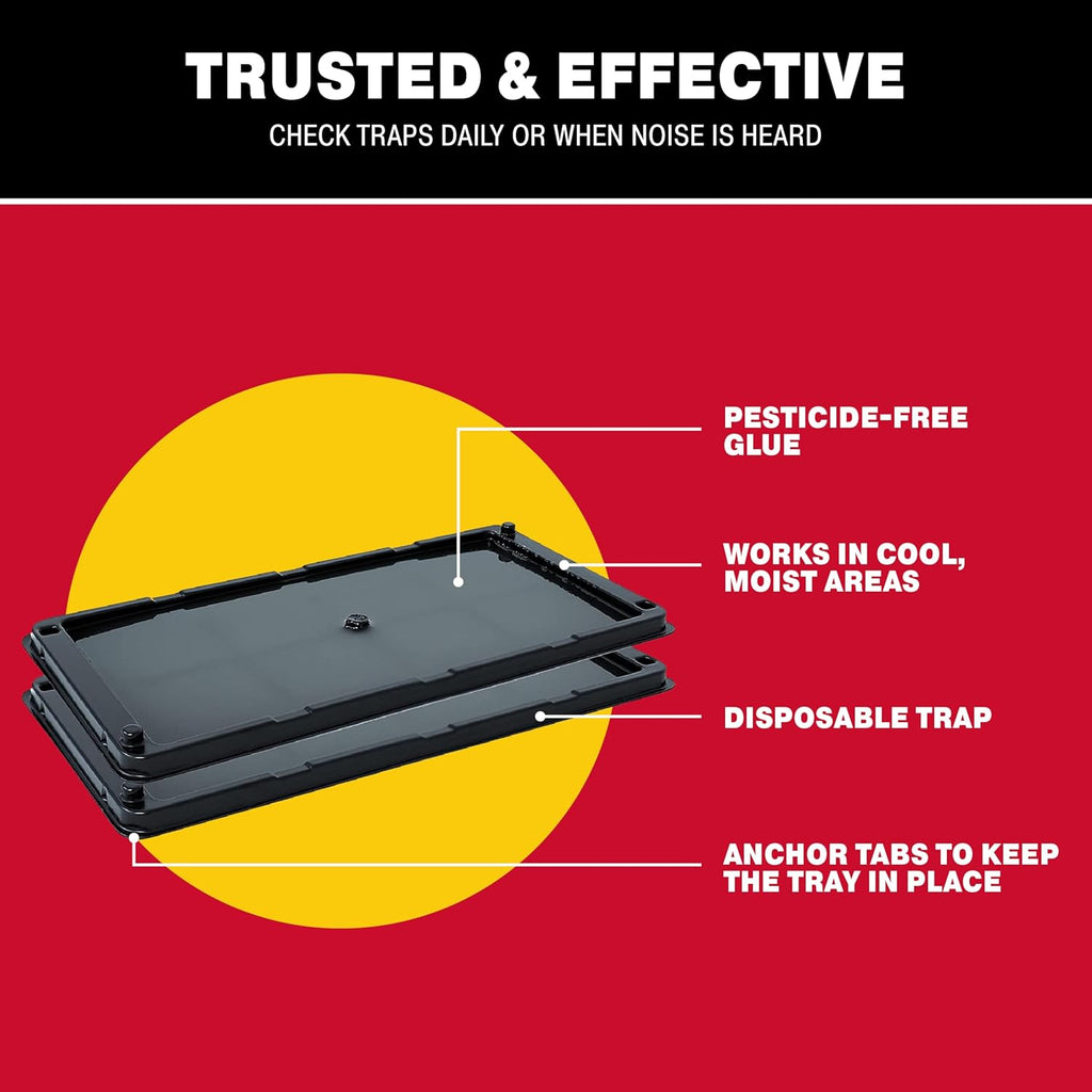 Catchmaster Rat, Snake and Mouse Traps 10Pk, Large Bulk Glue Rat Traps for Home, Adhesive Plastic Tray for Inside House, Snake, Mice, & Spider Catcher, Pest Control for House & Garage