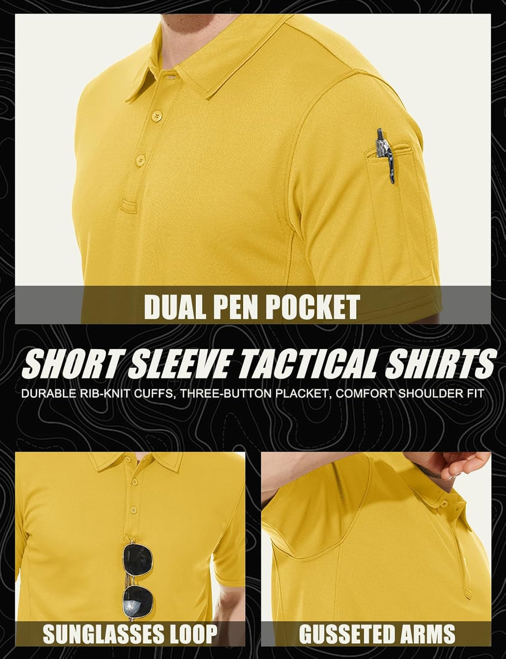 MAGCOMSEN Men's Polo Shirt Quick Dry Performance Short Sleeve Tactical Shirts Pique Jersey Golf Shirt