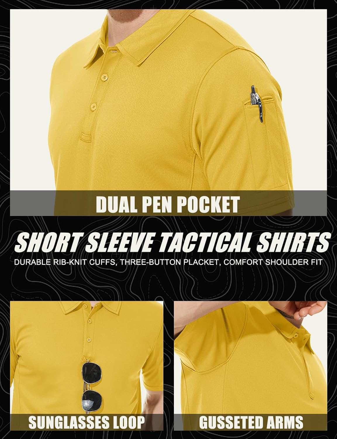 MAGCOMSEN Men's Polo Shirt Quick Dry Performance Short Sleeve Tactical Shirts Pique Jersey Golf Shirt