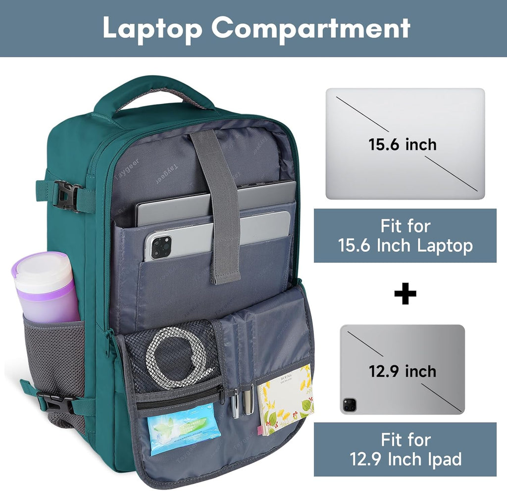 Taygeer Travel Backpack for Women, Carry On Backpack with USB Charging Port & Shoe Pouch, TSA 15.6inch Laptop Mochila Flight Approved, Nurse Bag Casual Daypack for Weekender Business Hiking, Pink